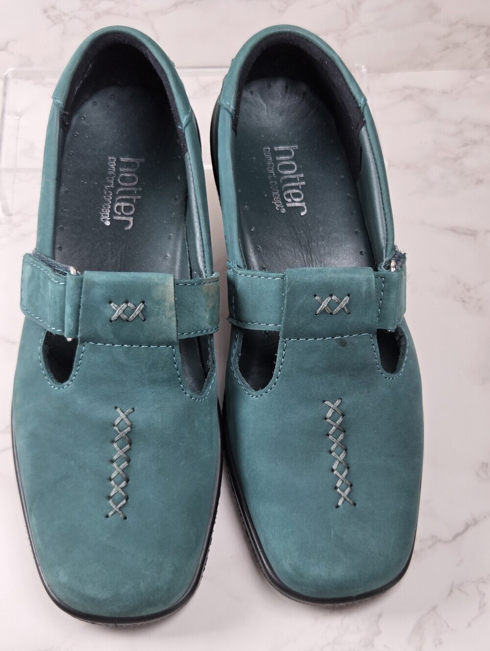 hotter Teal Nubuck Mary Jane Strap Shoes(B27) - Picture 3 of 15
